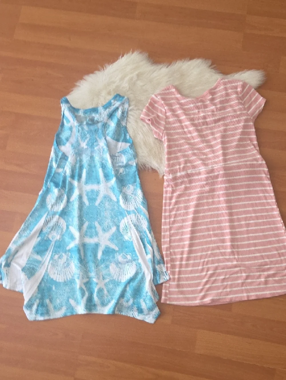 Children's Place Girls Pink Blue Dress Lot Of 2 Sz 7/8